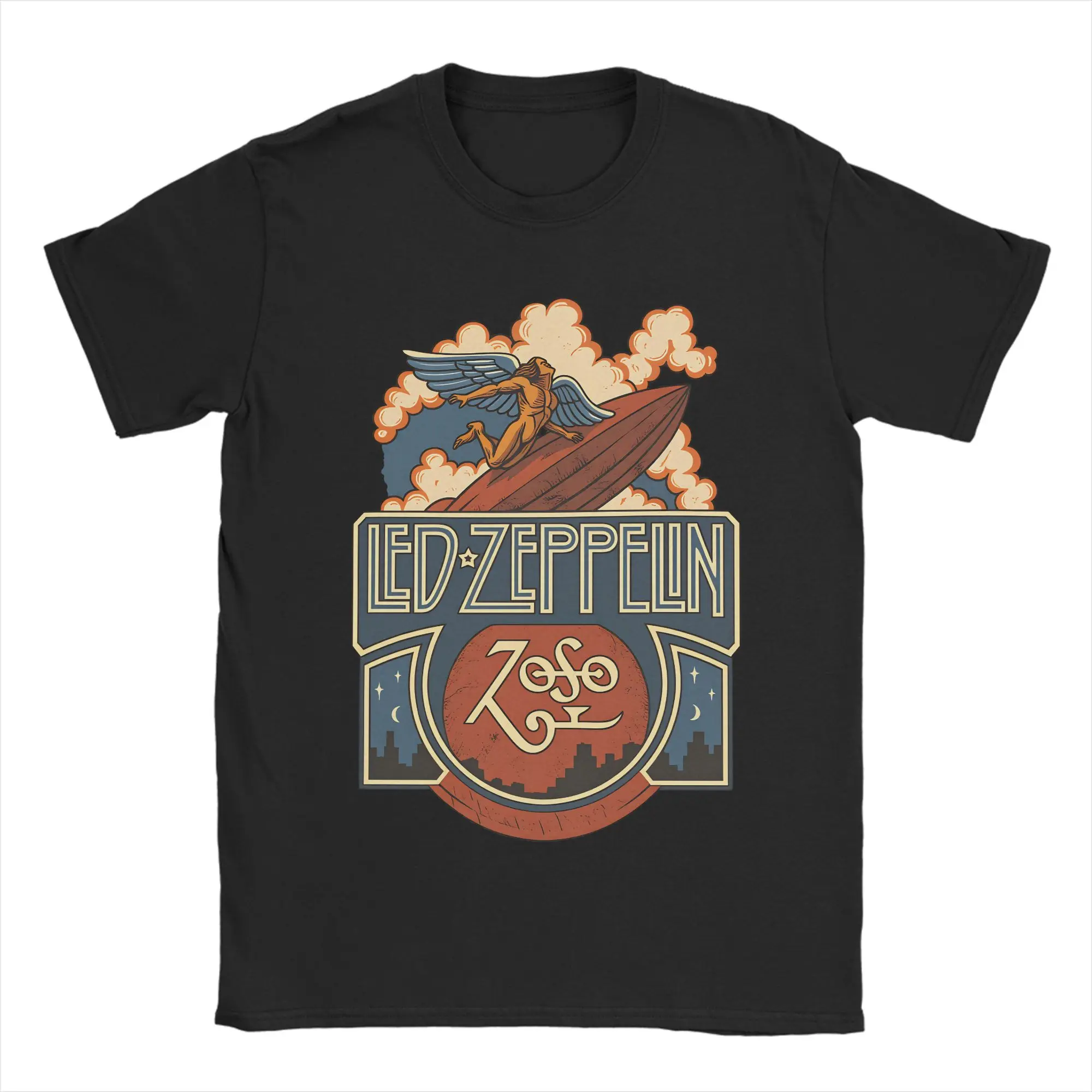 Фото Футболка The Mother Ship Led Zeppelin для мужчин, хлопковые забавные футболки, футболка с круглым воротником, одежда с короткими рукавами, большие размеры №2