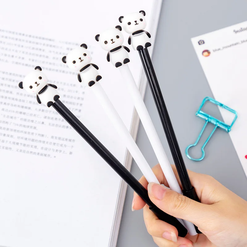 

12/60 Pcs Korean Creative Panda Cute Gel Pen Black 0.5mm Fountain Pen Student Wholesale Korean Stationery