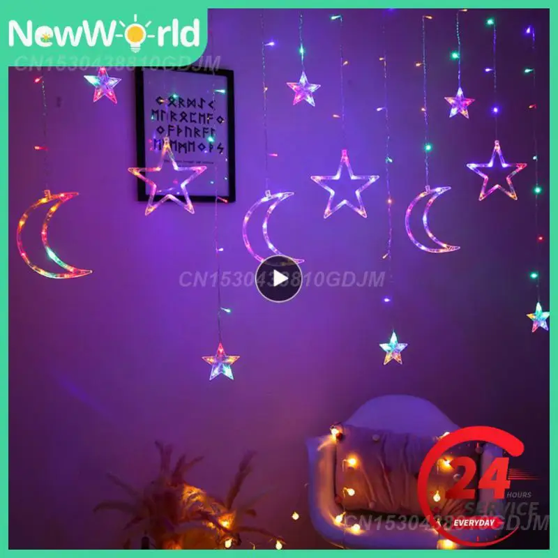 

Christmas Curtain Lights EU Moon Star Lamp LED String Lights Decoration For Home Indoor Wedding Led Curtain Lights Holiday Decor