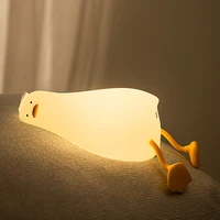 led touch night light cute duck soft silicone usb rechargeable bedsides lamp for bedroom decor kid gift