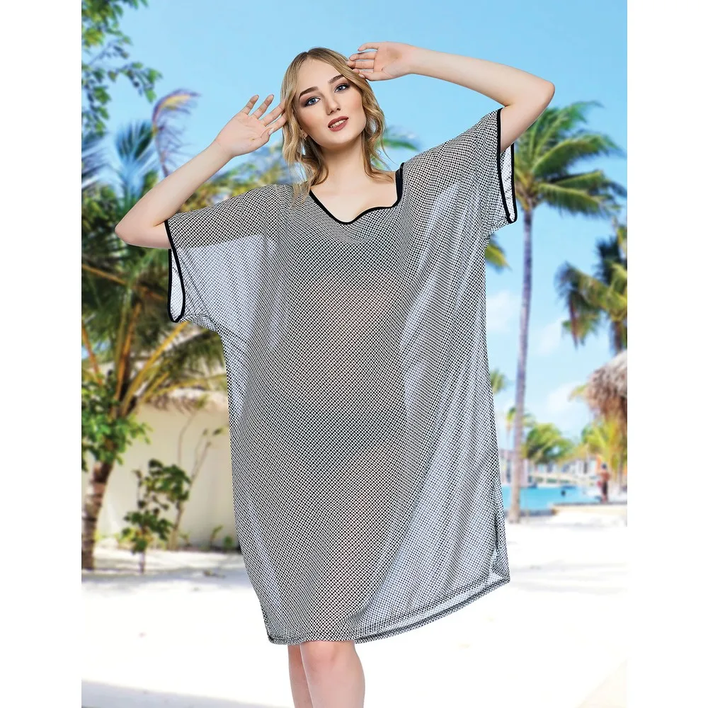 

Dorlie Dorlie Large Size Print Chiffon Fabric Off Collar Pareo