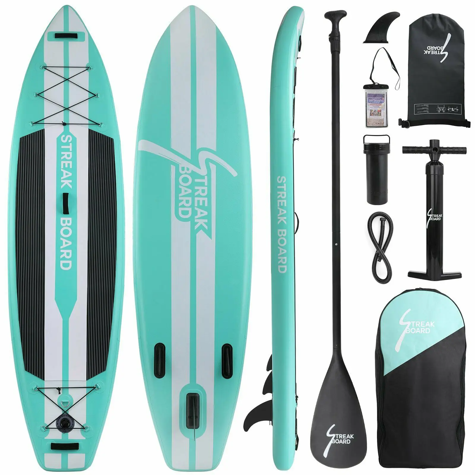

Streakboard® 10/11' Inflatable Stand Up Paddle Board Non-Slip Deck W/ Complete Kit 6'' Thick Sub Board Paddle Surf Hinchable