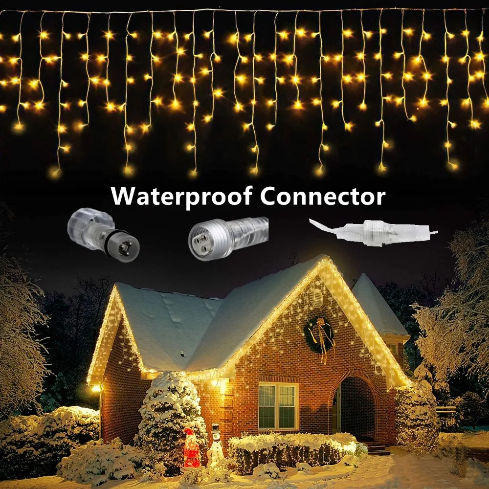 

Street Garland On The House Christmas Decorations Ornaments LED Festoon Icicle Curtain Light Droop 4*0.6M EU/US Plug New Year