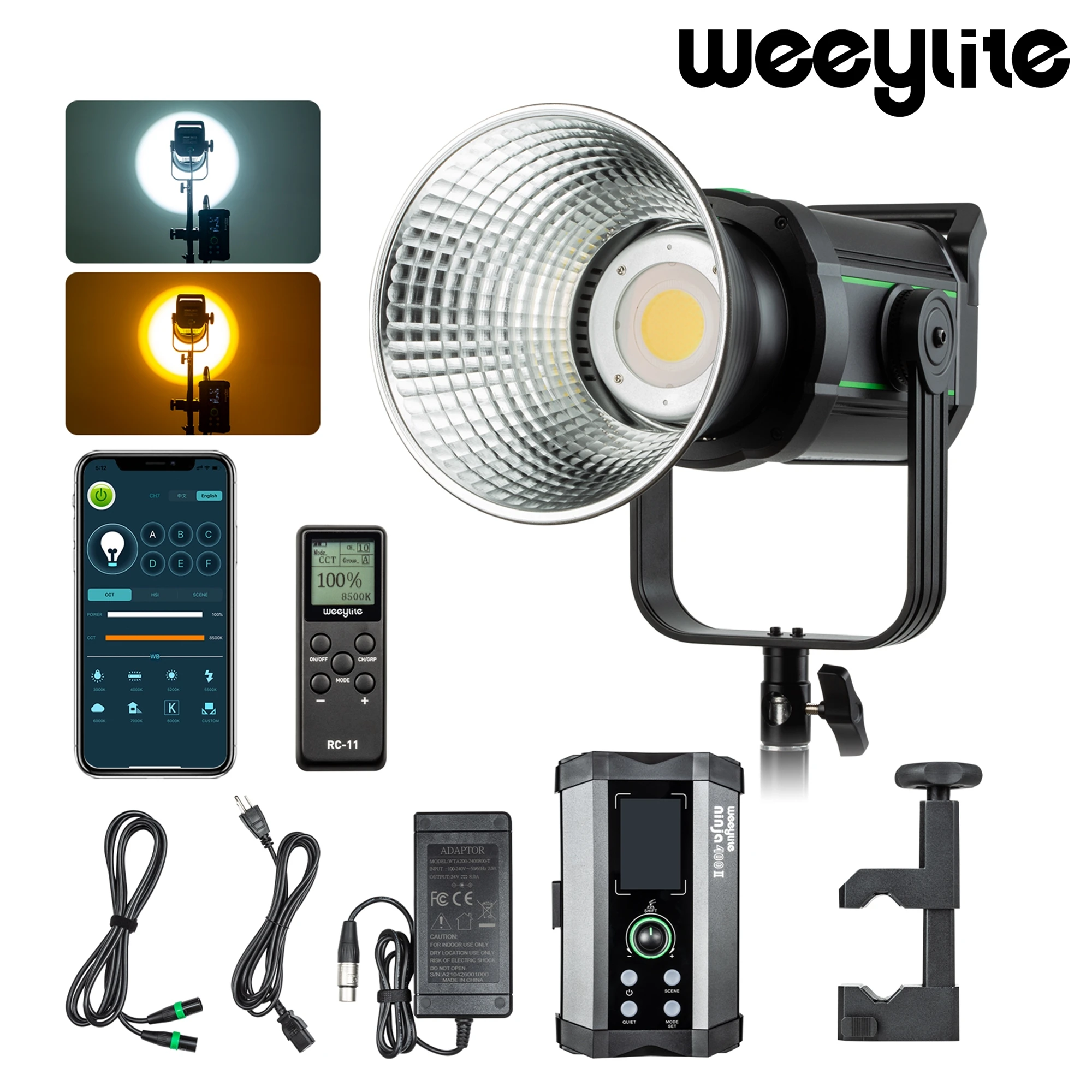 

Weeylite Ninja400 II 150W светильник ный студийсветильник свет умный заполнясветильник свет двухцветный 12750LM DMX управление Bowens Mount