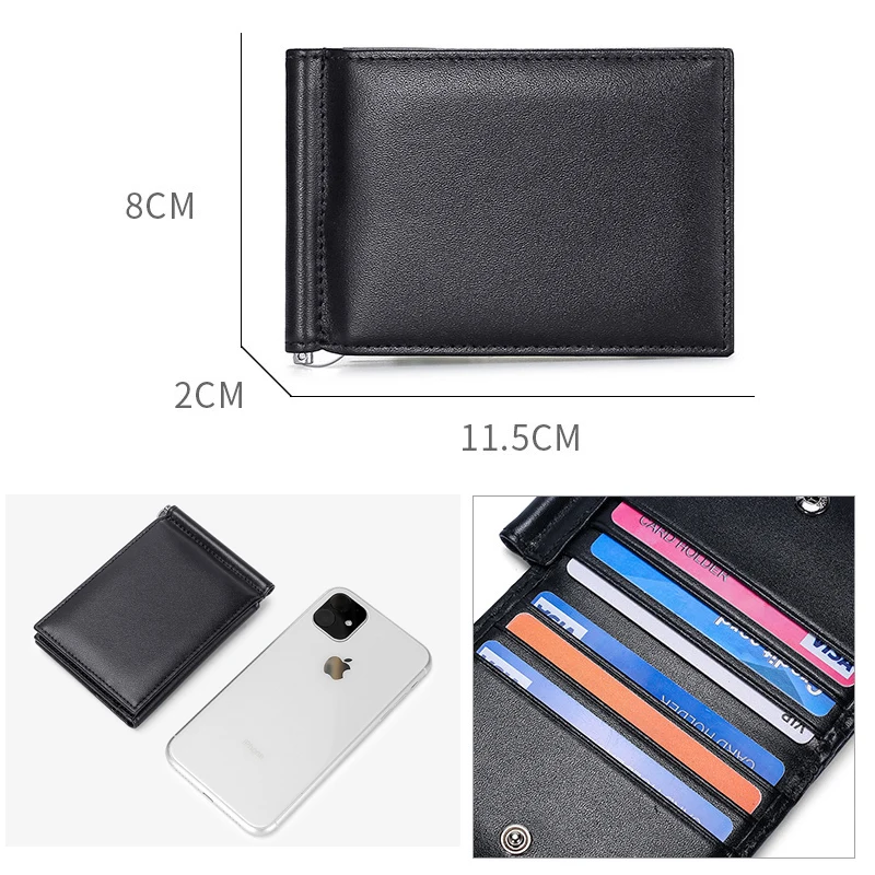 Mens Money Clip Wallet RFID Blocking Slim Front Pocket Wallets for Men Genuine Leather Minimalist Credit Card Holder Cash Clip