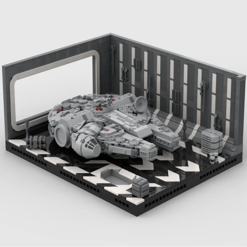 Фото Новый космический корабль MOC Empire, индивидуальная база для дисплея, сделай сам, сборка, строительные блоки из мелких частиц, игрушечная модель, детский подарок Hangar №1