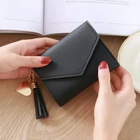 womens tassel love wallet pu leather womens wallet made of leather women purses card holder foldable portable lady coin purses