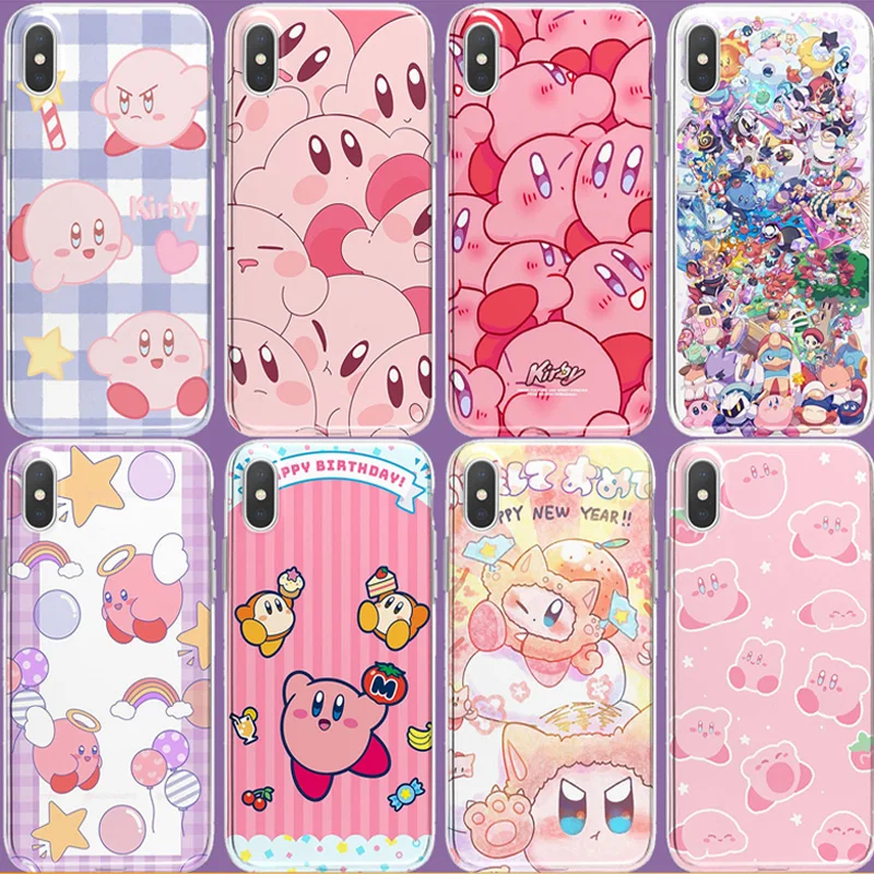 

Kawaii Samsung Kirby Apple Phone Soft Shell S10 S9 S8 Cartoon S10E 5G Anti-Fall Transparent Protective Sleeve Silicone Shell