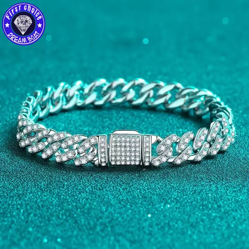 

Браслет из кубинской цепи с муассанитом