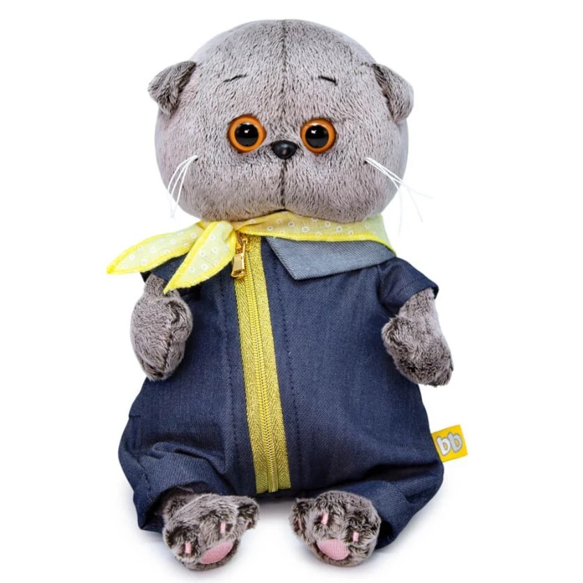 Мягкая игрушка Басик BABY в джинсовом комбинезоне оригинальный BUDI BASA 20см |