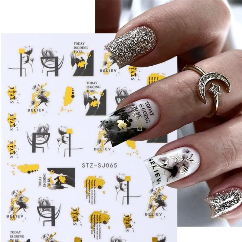 1 Шт. 5D Наклейки Для Ногтей С Бантом Высококачественный Тисненый Дизайн Черного И