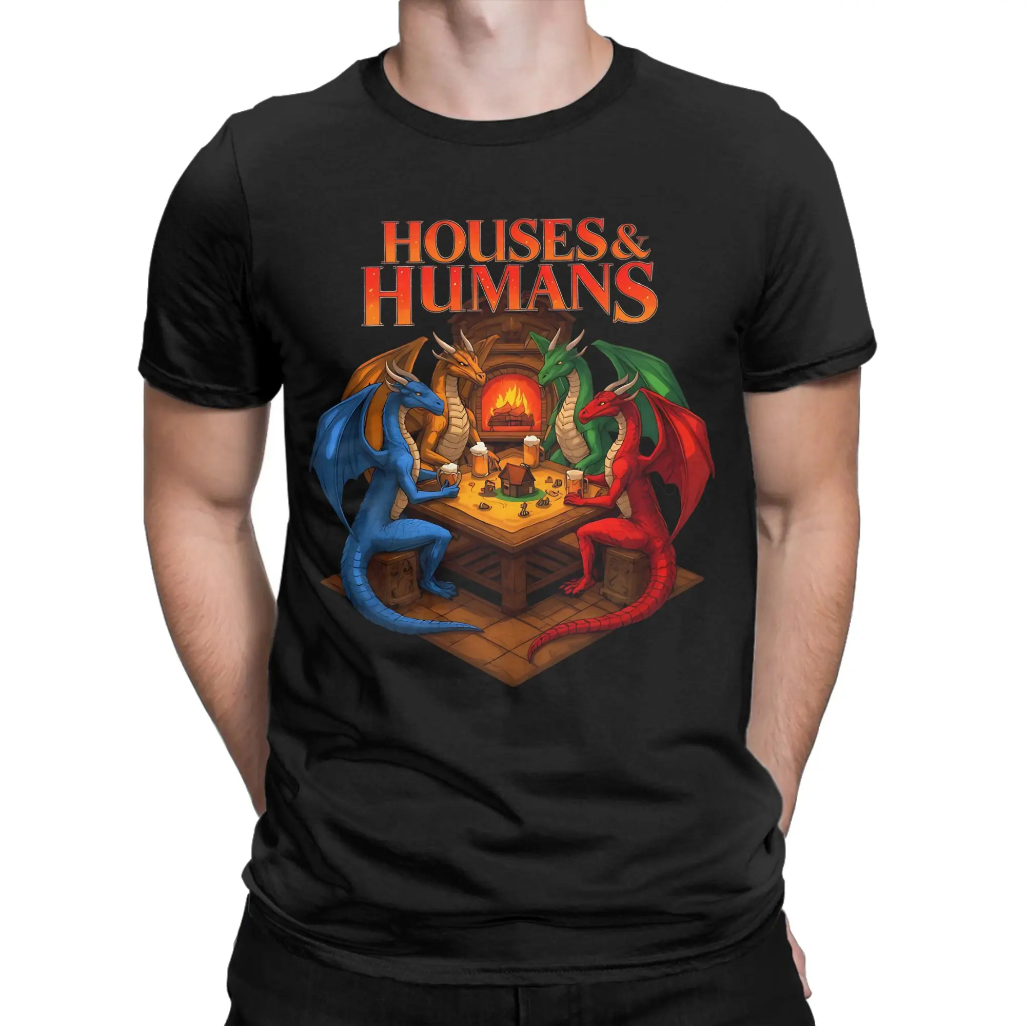 Фото Футболка Streetwear Houses And Humans Tavern Night, мужская футболка из 100% хлопка с короткими рукавами и круглым вырезом, летние топы №1