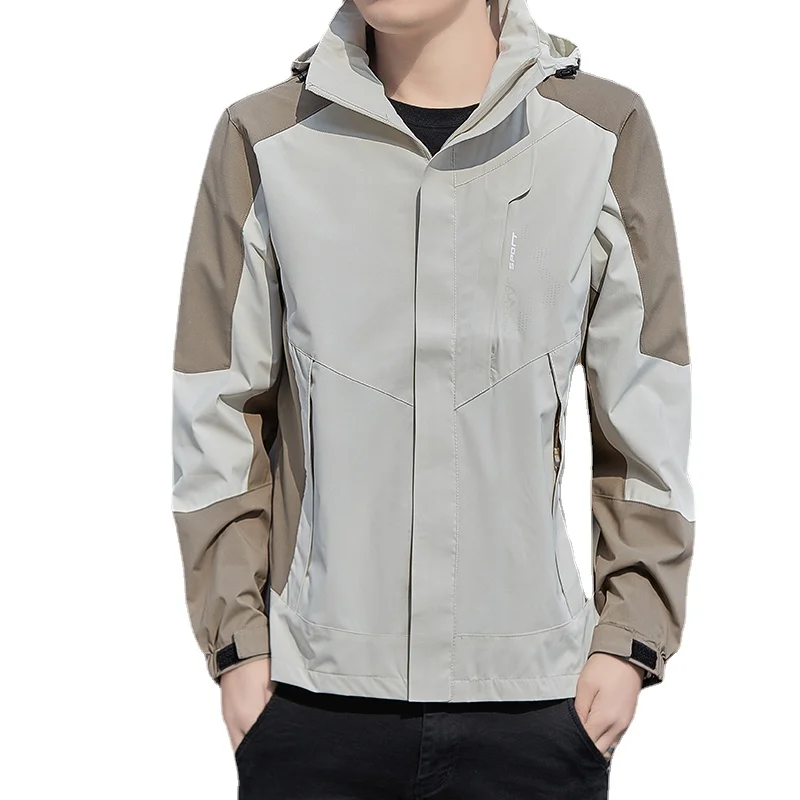 

Новая трендовая водонепроницаемая ветрозащитная уличная куртка с контрастным длинным рукавом большого размера Kanshan весенняя и осенняя спортивная куртка с капюшоном