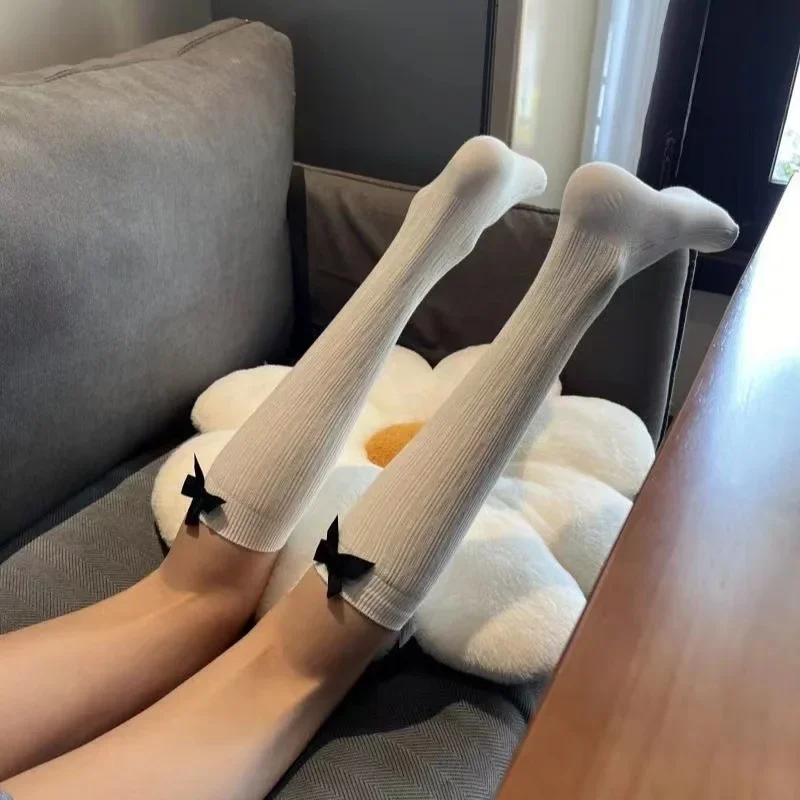 Длинные носки элегантные длинные балетные с бантом до колена для гольфа лентой