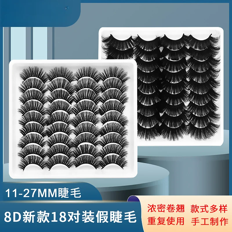 

18 Pairs of New Fried Fake Eyelashes Natural Thick Mink Eyelash Outfit Cosplay Manga Beauty Make-up for Women Pack of 10