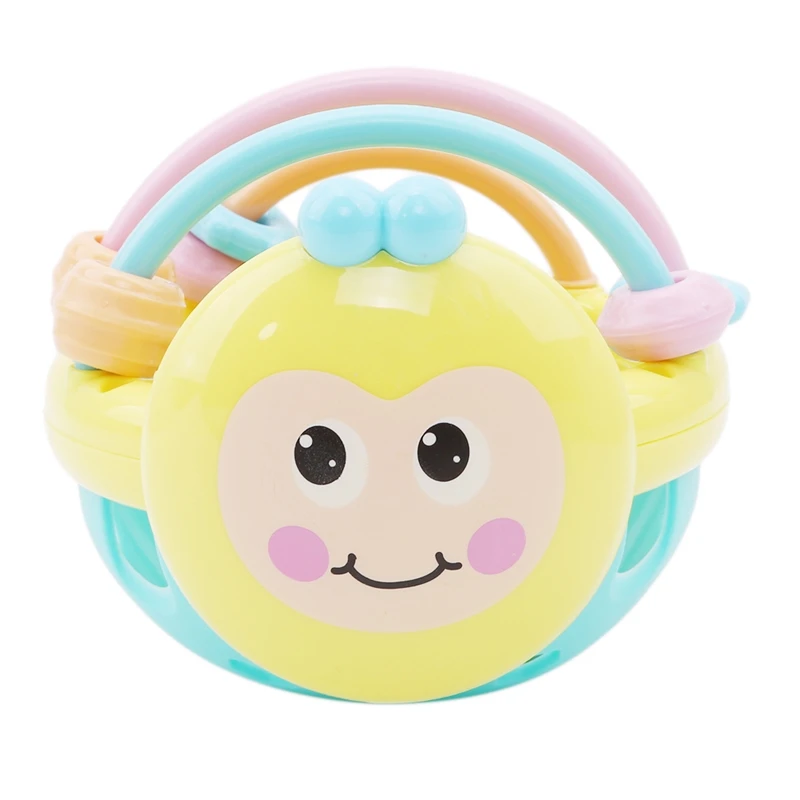 

Cartoon Bee Hand Knocking Rattle Dumbbell Early Educational Toy For Kid Hand Bell Baby Toys 0-12 Month