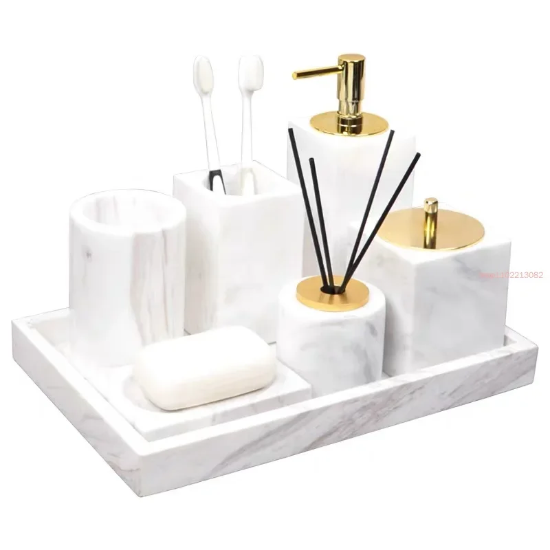 

Cotton Box Swab Toothbrush Accessories Gifts Cups Marble Wedding Tray Gargle Tissue Set Holder Dispensers/dishes Soap Bathroom