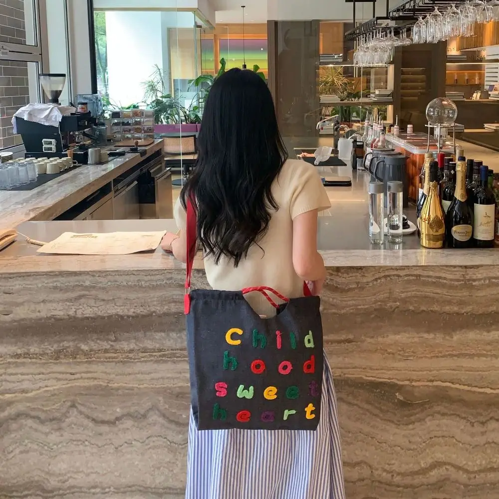 Повседневная сумка из джинсовой ткани с вышивкой букв нейлоновая женская