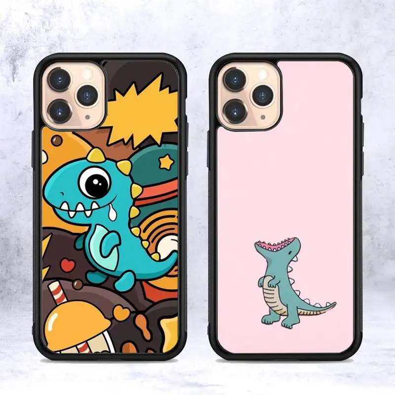 

TOPLBPCS Cartoon Cute Dinosaur Phone Case Silicone PC+TPU Case for iPhone 11 12 13 Pro Max 8 7 6 Plus X SE XR Hard Fundas