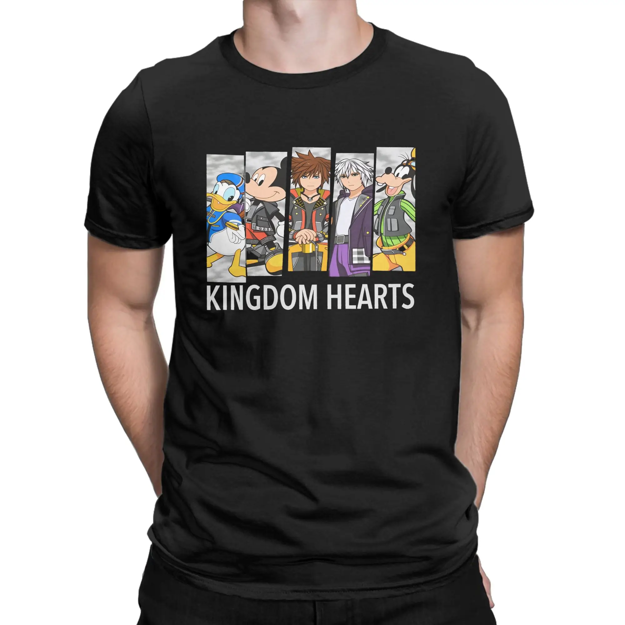 Фото Винтажная футболка, летние хипстерские футболки Kingdom Hearts, хлопковая футболка 100 для мужчин, Y2K, базовая одежда с короткими рукавами и принтом №2