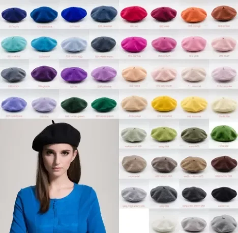 Solid Color Beret French Artist Warm Wool Winter Beanie Hat Retro Vintage Plain Beret Solid Color Elegant Ladies Winter Hat