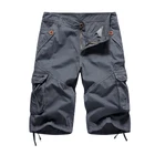 Новые летние мужские шорты-карго, повседневные шорты до колена, мужские хлопковые однотонные шорты с несколькими карманами, мужские уличные комбинезоны