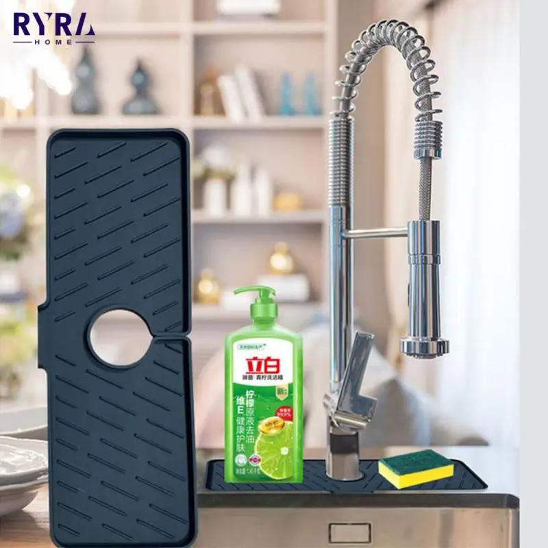Силиконовая ручка для смесителя, поднос с защитой от капель, водонепроницаемый коврик для сушки, многоразовый силиконовый коврик для кухон...