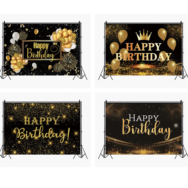 

Golden Spot Balloon Happy Birthday Photo Studio Photography Background 120*80cm Background Paper Photo Props Camera Phone
