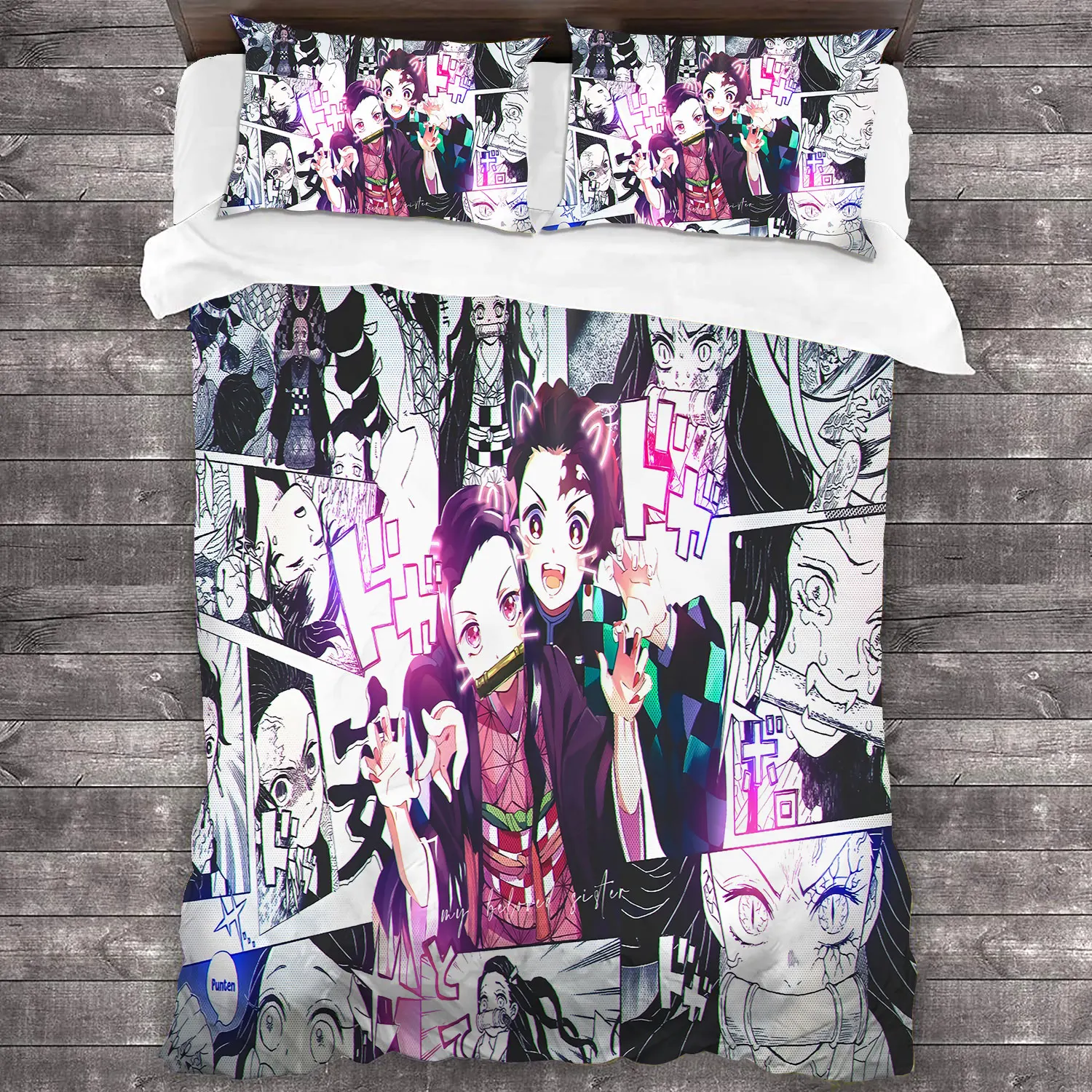 

Популярный Комплект постельного белья с 3D изображением рассекающего демонов аниме, пододеяльники, наволочки, одеяло, постельное белье, Ком...