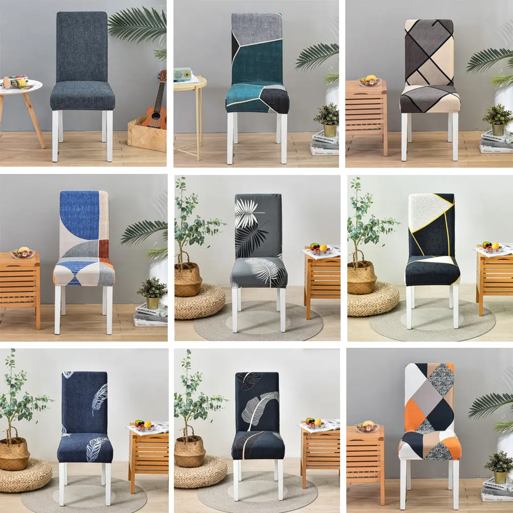 

Geometric Spandex Chair Cover Dining Room Wedding Chair Cover Anti-dirty Home Decoration Office Restaurant Seat Case