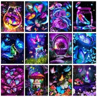 gatyztory diamond painting with frame diamond mosaic colorful flower butterfly jewelry cross stitch for adults diy crafts