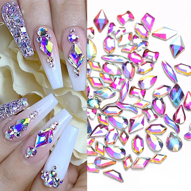 1 Box Mix Nail Rhinestones 3D Diamond Manicure Decoration AB Crystal Zircon  Nail Gems Charming Sparkling Nails Accessories 네일파츠