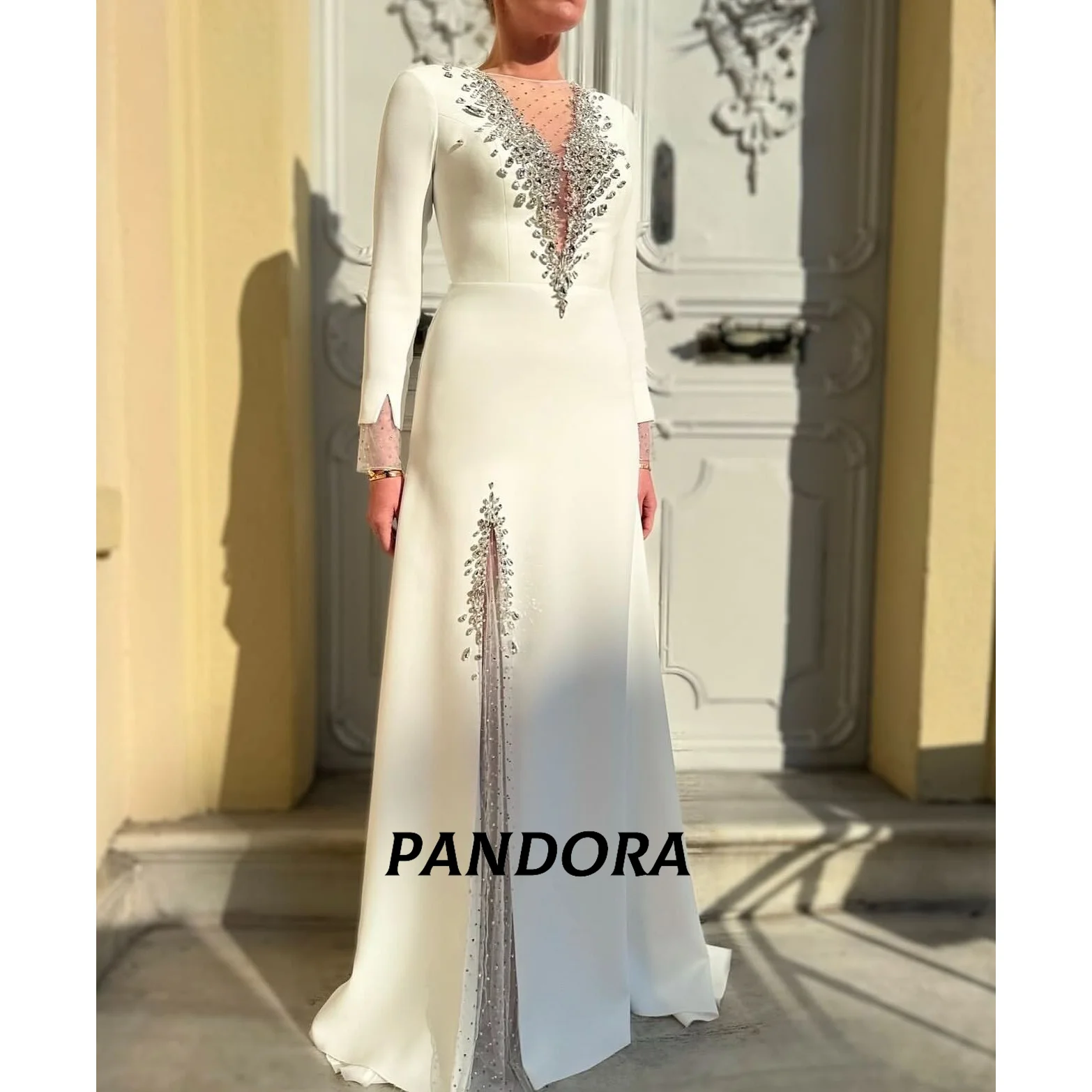 Пандора индивидуальное вечернее платье с круглым вырезом и бисером элегантное