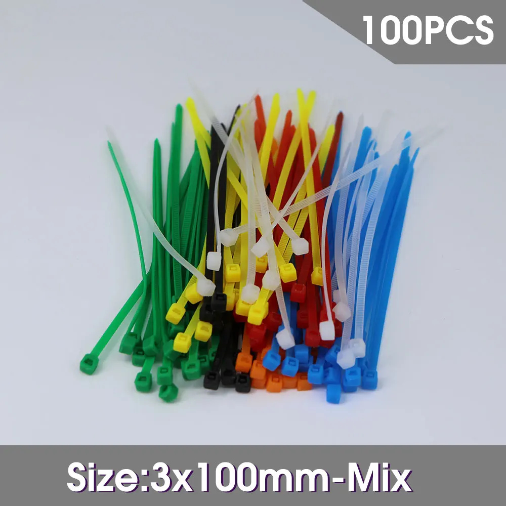 

100 шт./упаковка, самоблокирующиеся пластиковые нейлоновые кабельные стяжки, 2,5x100 мм