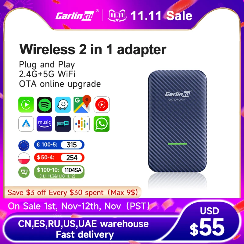 Продажа Carlinkit 4 беспроводной Android автомобильный ключ CarPlay для Passat Golf AUDI Opel Lexus Chevrolet Honda Renault MG 98% автомобильный Bluetooth стандарт Wi-Fi