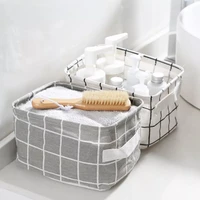 1pc fabric rectangular bathroom storage box portable waterproof bath basket storage basket desktop storage debris box