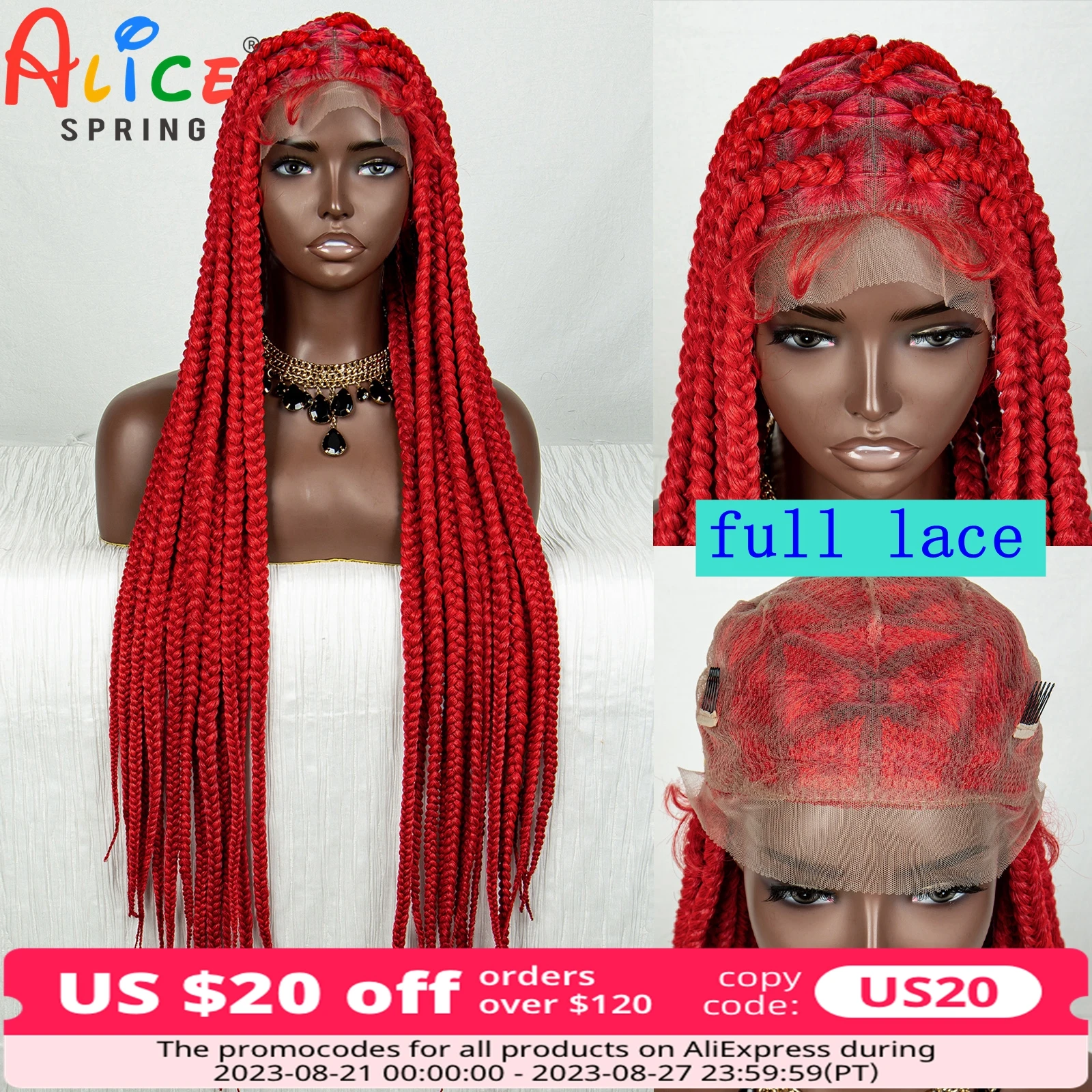 Synthetic Full Lace Braided Wigs 32 Inch Cornrow Box Braids Wig For Black Women Big Knotless Crochet Braiding Hair Wig