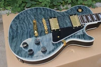 custom electric guitarblue color tiger flame maple top gitaarmahogany body guitarra support customization