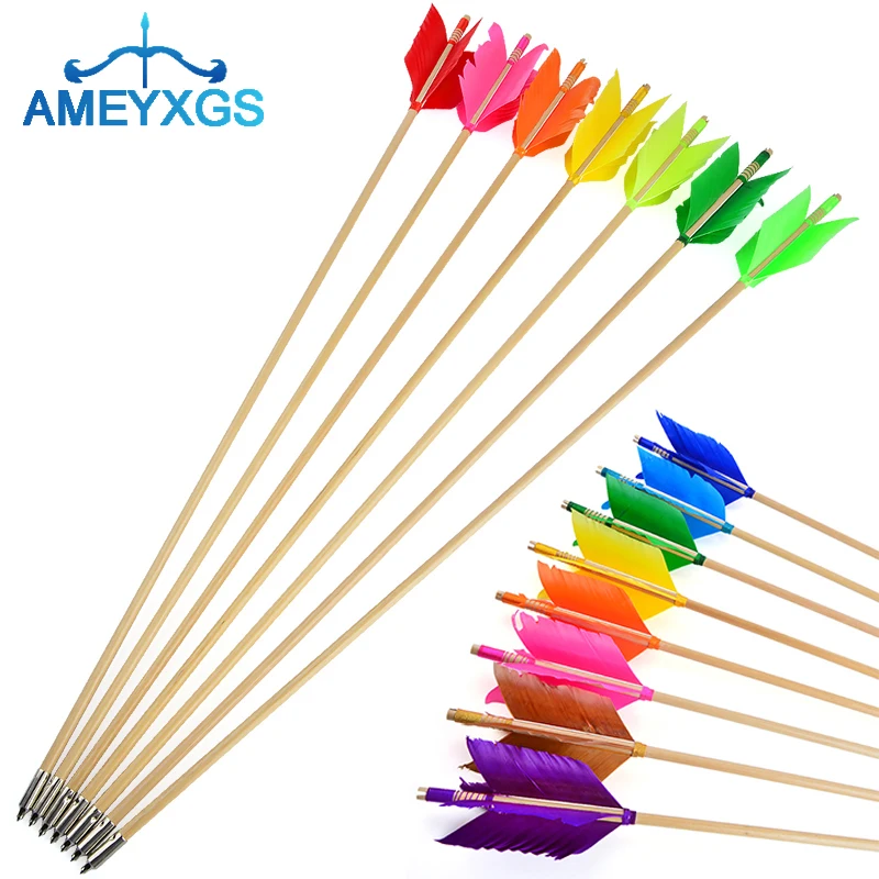 

Деревянная стрела, индейки ручной работы, 10 шт., 32 дюйма, длина стержня стрелы 80 см, диаметр 8,5 мм для стрельбы, мишени, Охотничьи аксессуары