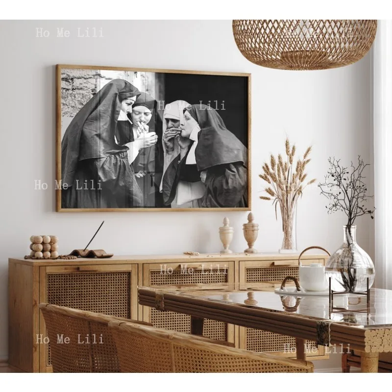 Черно-белый винтажный забавный металлический знак для курения монахини печать