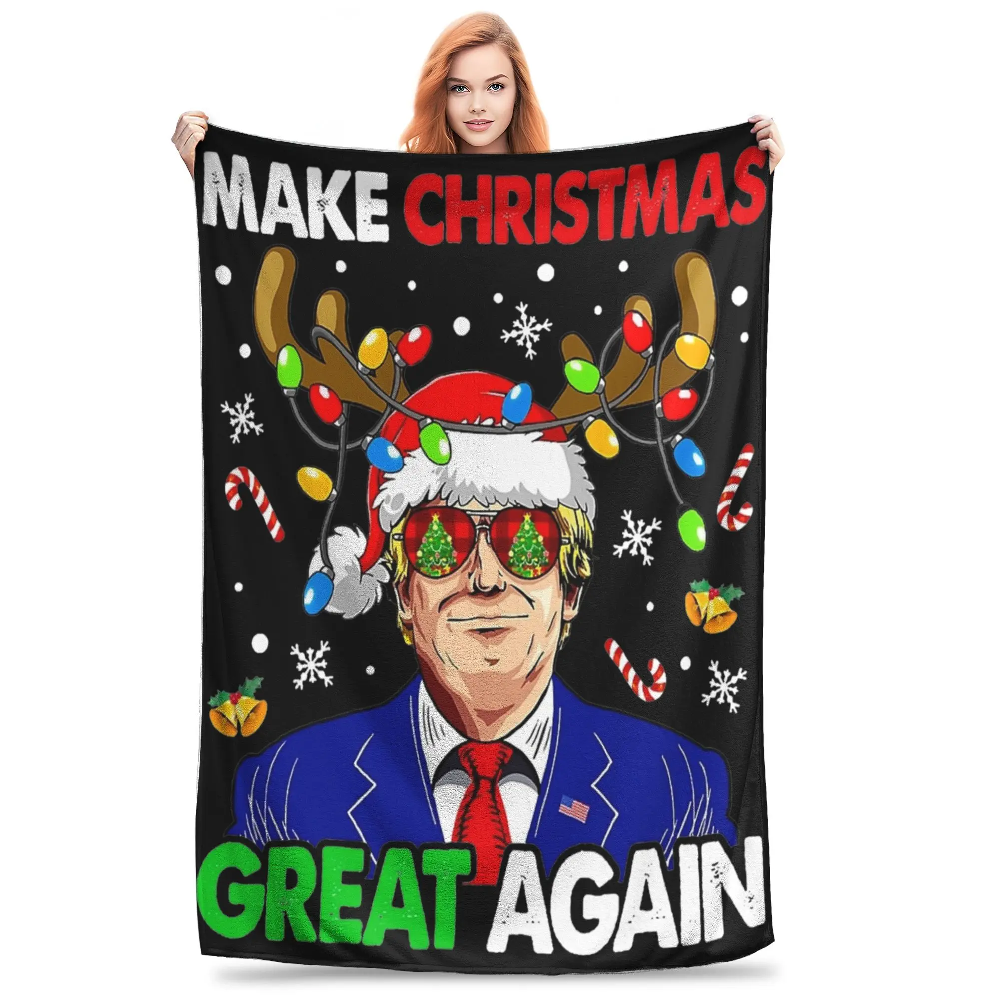 Сделайте Рождество снова великим Забавное одеяло Трампа Теплые уютные пушистые