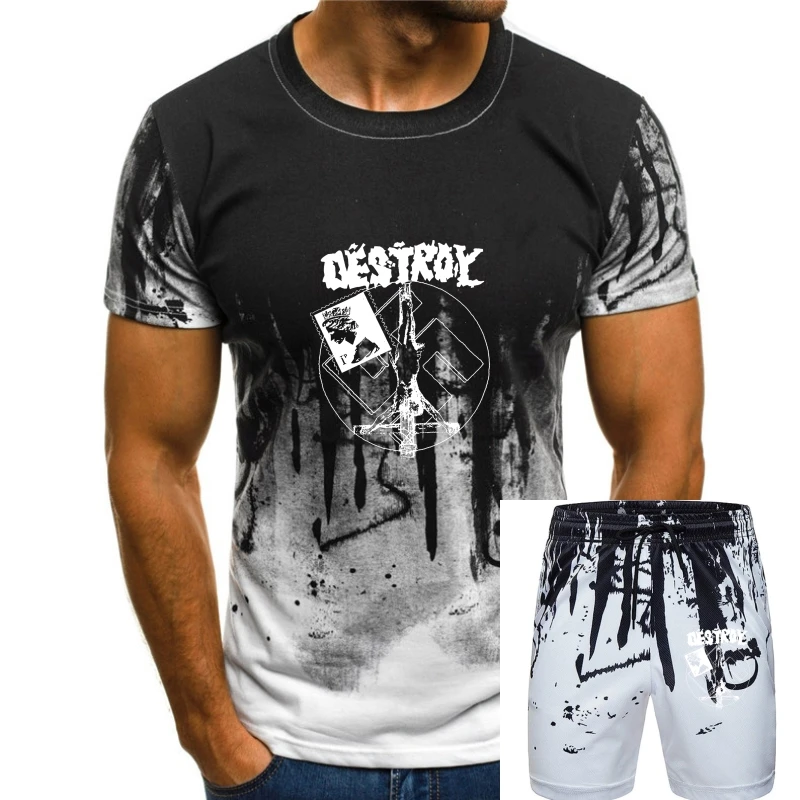 

Classic Punk T-Shirt - Destroy Black Mono Version Cotton Tee Shirt For Youth Middle-age The Old