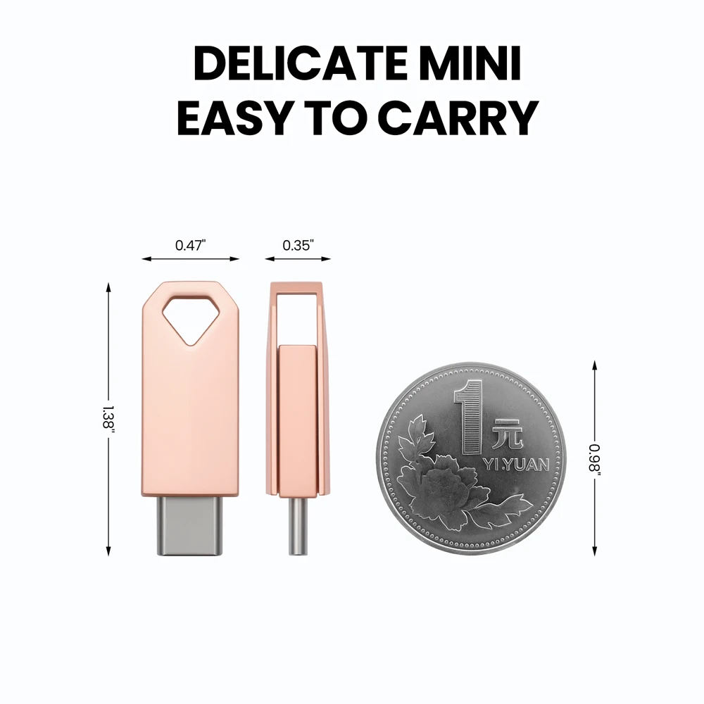 Фото Новый металлический USB-накопитель TYPE-C, 64 ГБ, двойной флэш-накопитель USB C, 32 ГБ, FAT32, 16 ГБ, бесплатная цепочка для ключей, 8 ГБ, USB флэшка №4