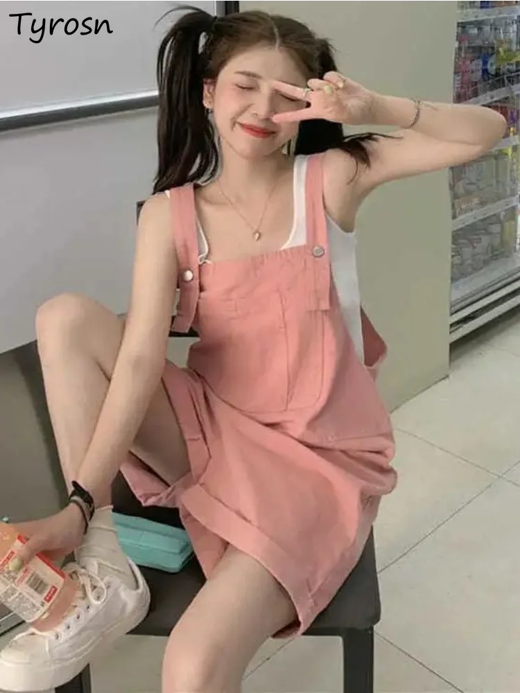 

Комбинезоны женские Милые простые универсальные повседневные свободные дизайнерские модные для студентов в стиле преппи уютные летние однотонные элегантные в Корейском стиле