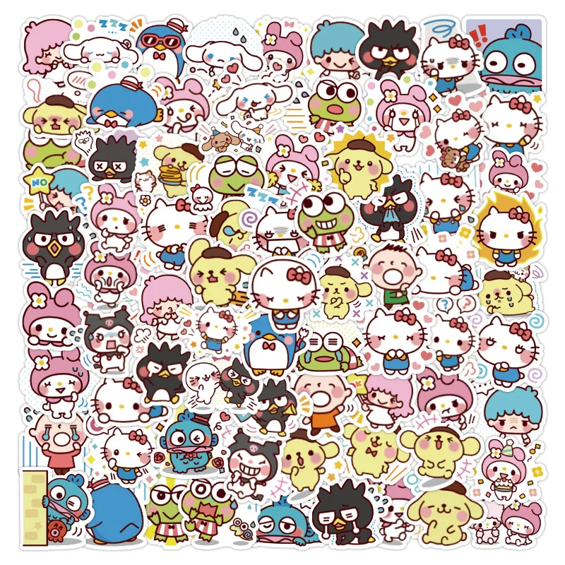 

80 листов Sanrio DIY Kuromi mymelody Милая мультяшная аниме ручная учетная запись декоративные водонепроницаемые наклейки детские игрушки