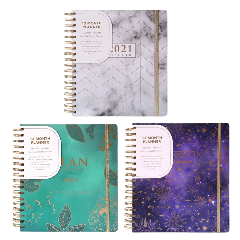 B36C 2021 Agenda Planner Organizer B5 Coil Notebook Journal Daily Monthly Weekly Schedule School Office Supplies