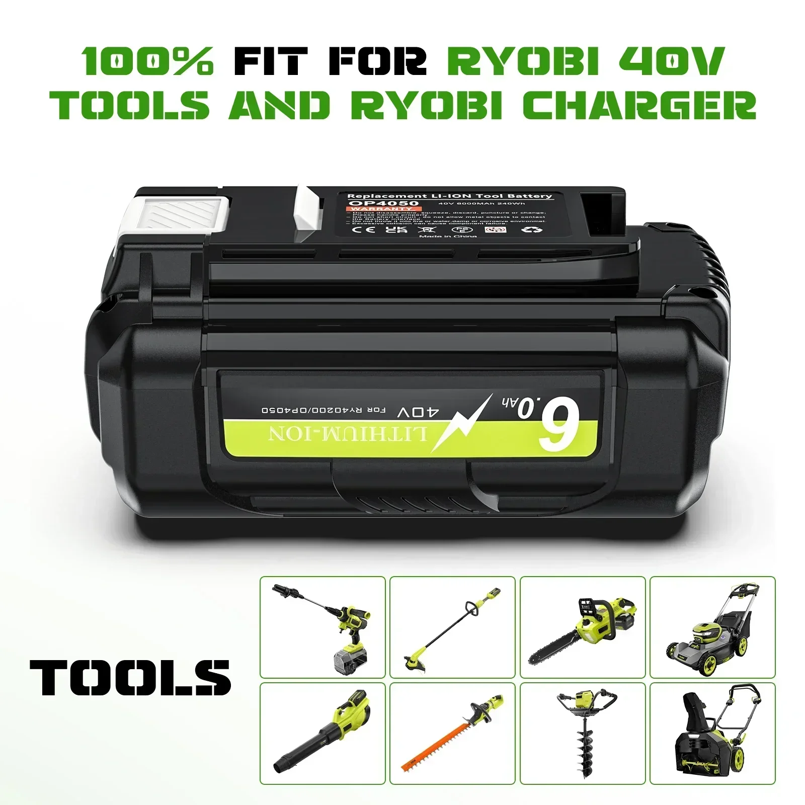 Литий-ионный аккумулятор 40 В 6000 мАч для Ryobi OP4040 OP4026 OP4030 OP4050 OP4060A OP40201 OP40301 коллекция