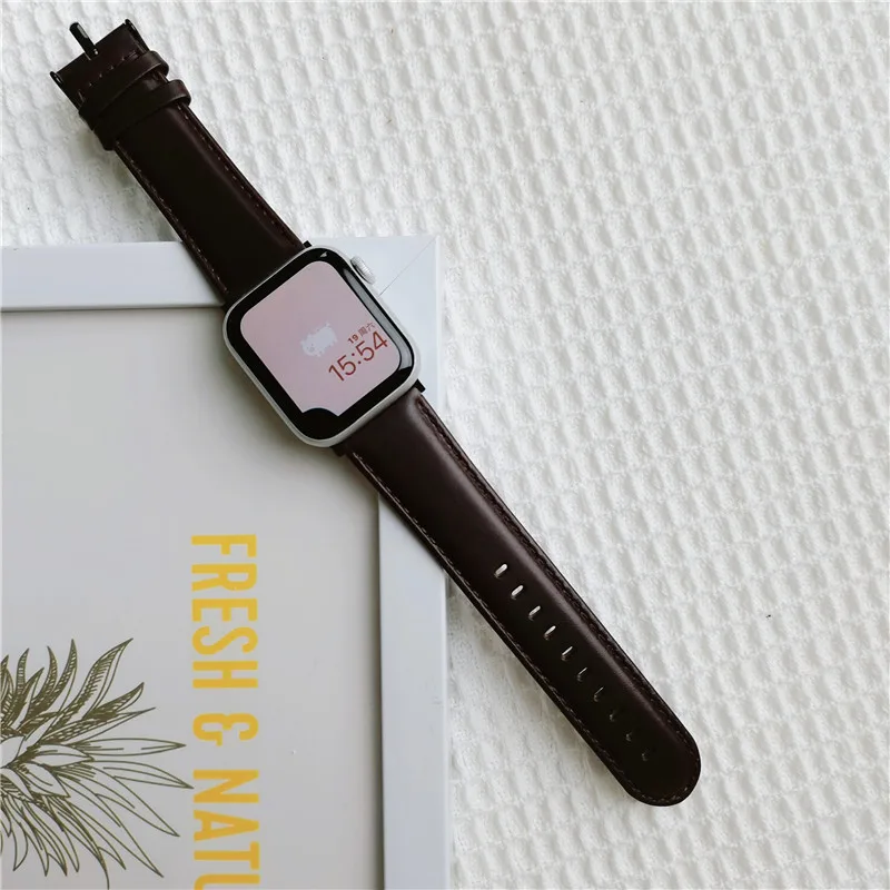 

Replacement leather band For Apple Watch S7 5 SE 41mm 45mm strap Bracelet For iWatch S6 band leather series 3 4 40/44