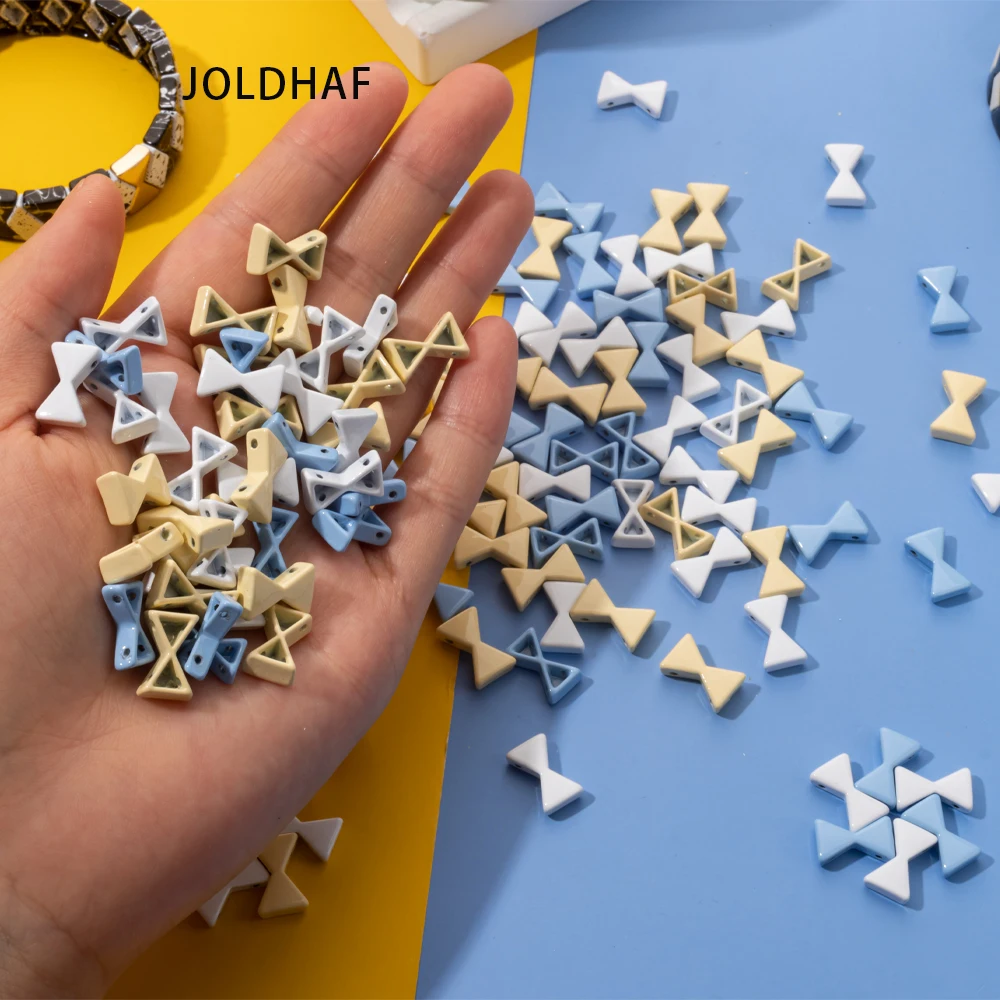 

20pcs 8*13mm Bow Shape Enamel Beads for Jewelry Making Colorful Tile Jewelry Fittings Boho Bead for Bracelets DIY Handmade