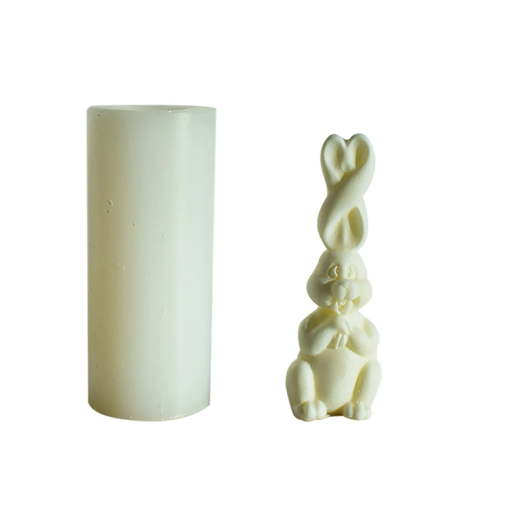 

3D Rabbit Candle Mold Unique Creative DIY Craft Easter Home Supplies White Silicone Cute